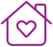 Icon showing a house with a heart in the centre