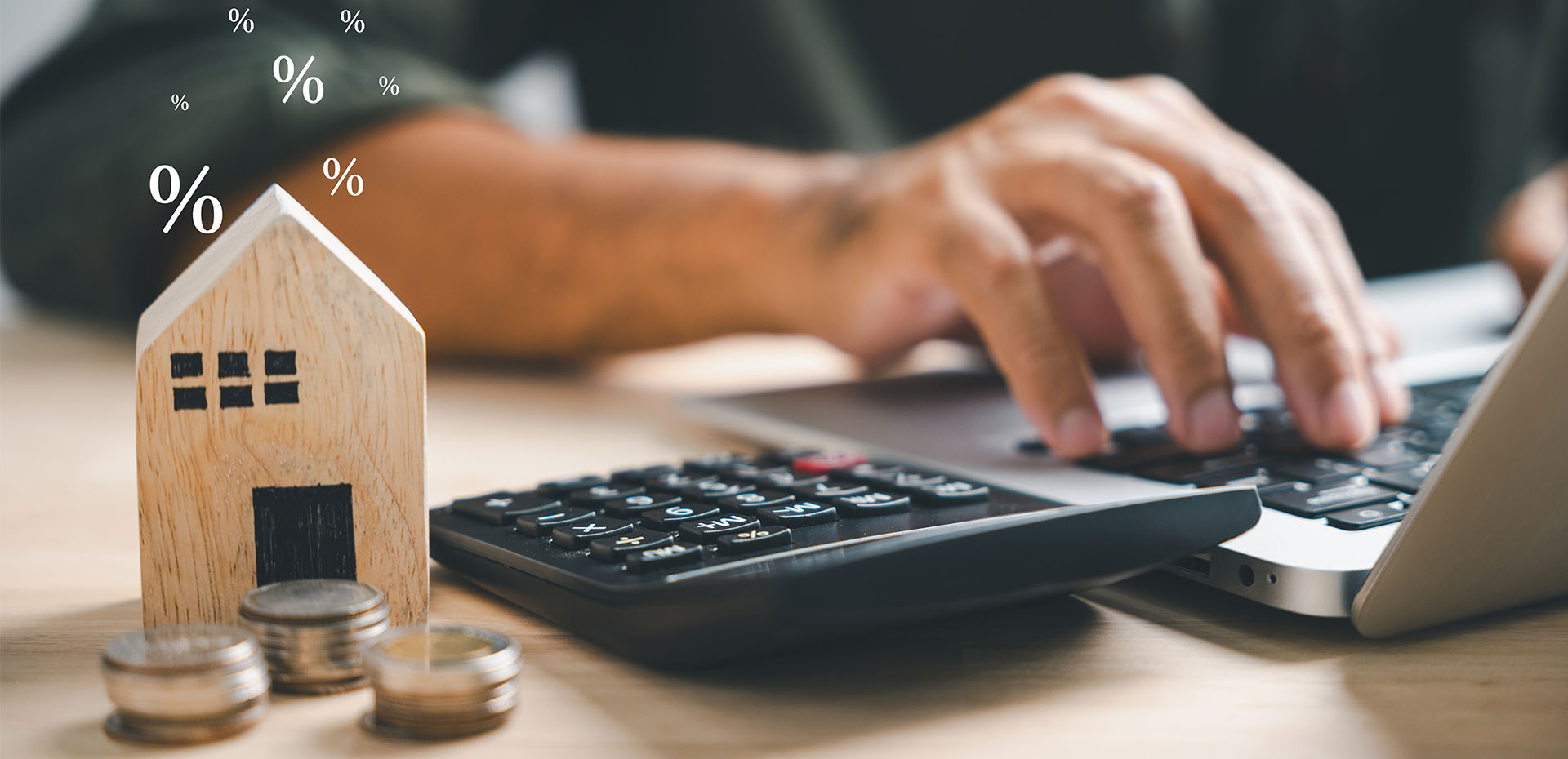 Image showing a close up of someone using a calculator