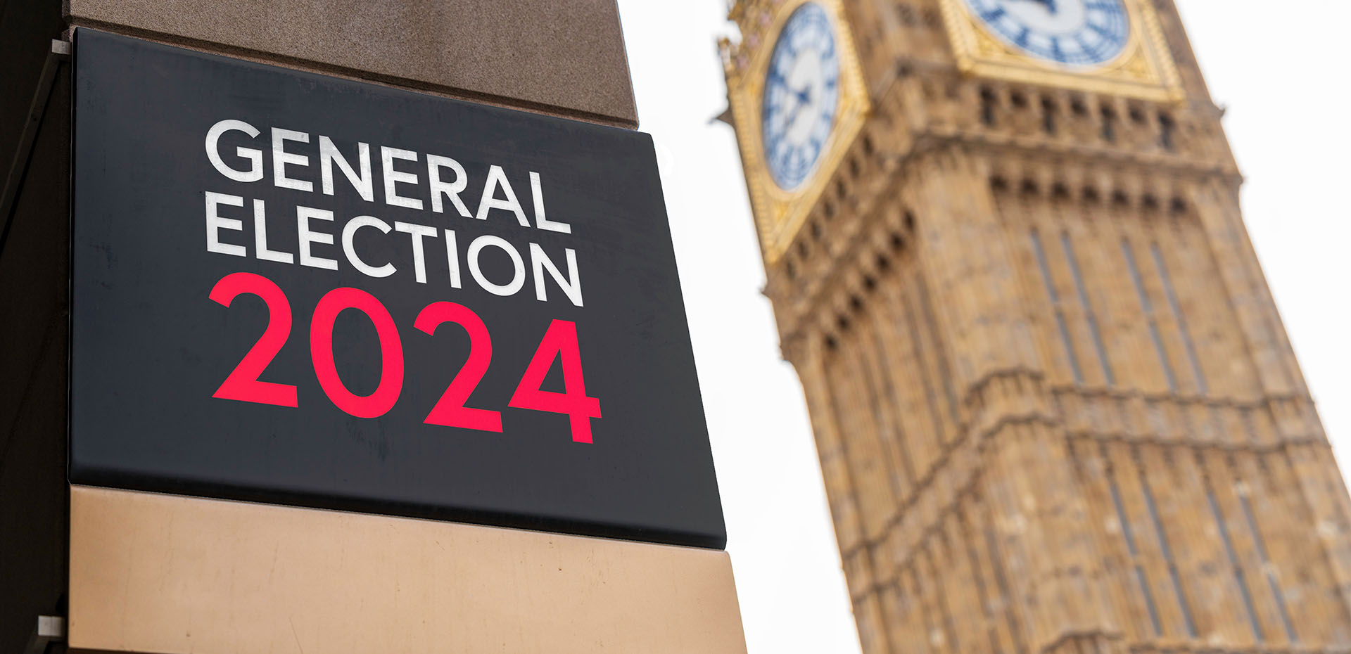 Image showing Big Ben with a 2024 General Election sign in front