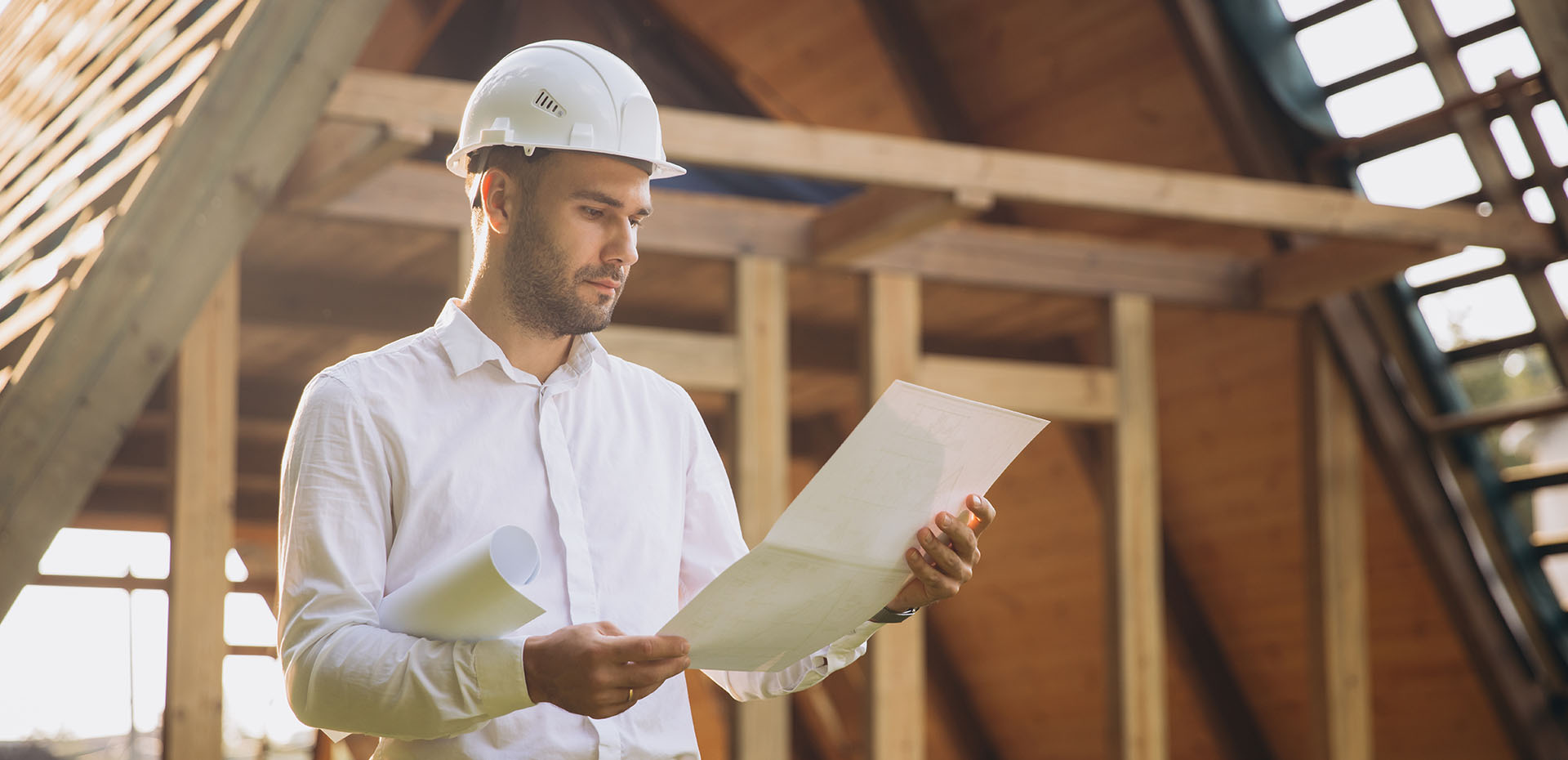 Image showing an architect in a house being built