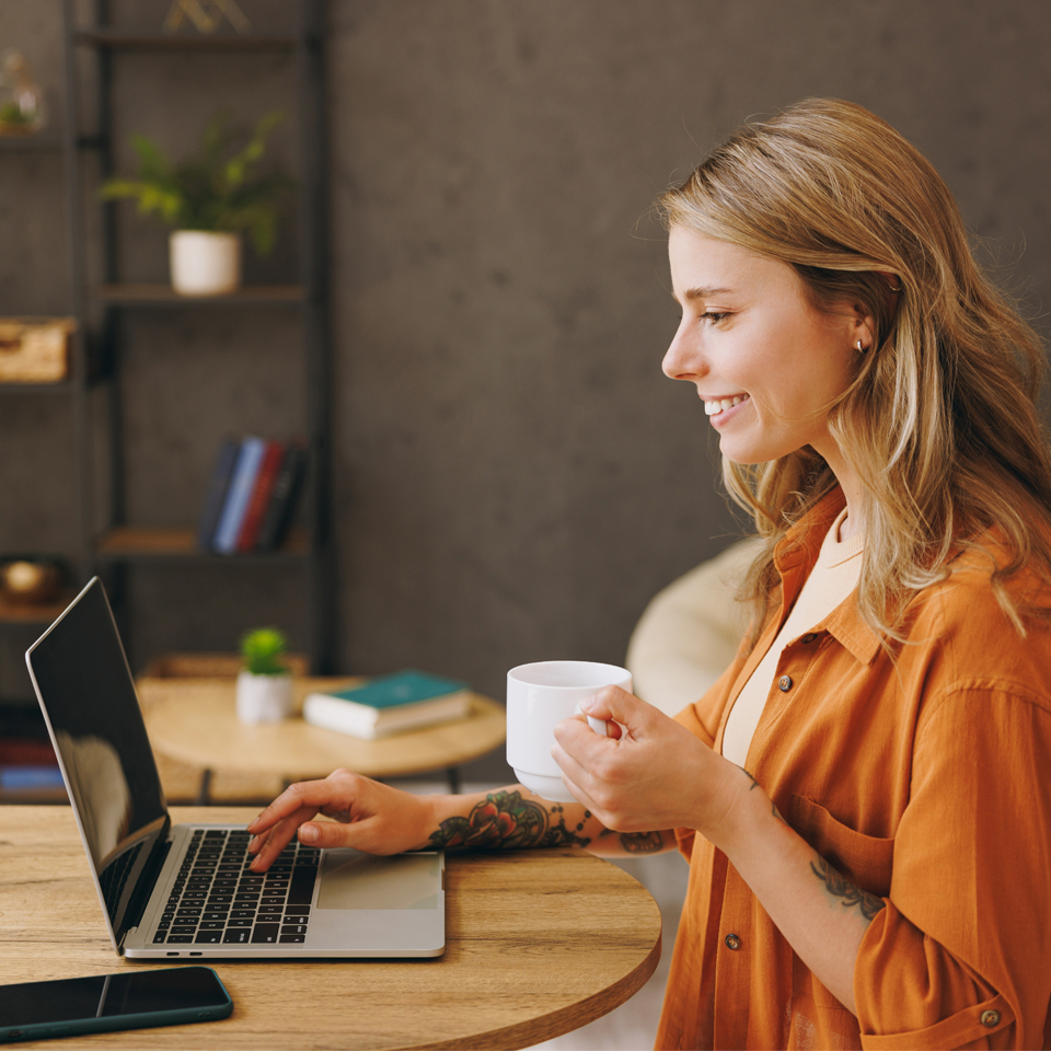 Woman working on a laptop