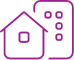 icon showing a house with a calculator in the background