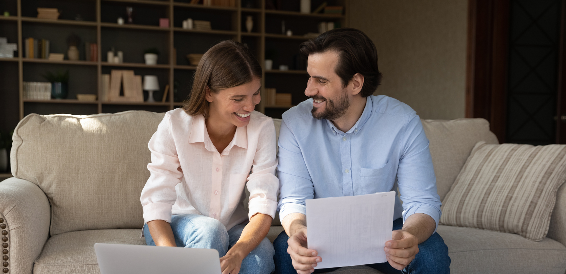 Image showing couple checking files and laptop