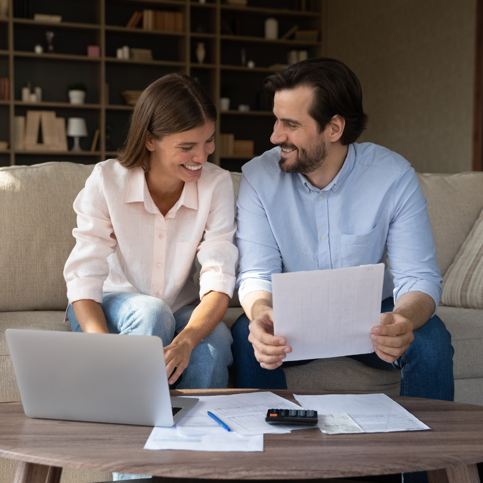 Image showing couple checking files and laptop