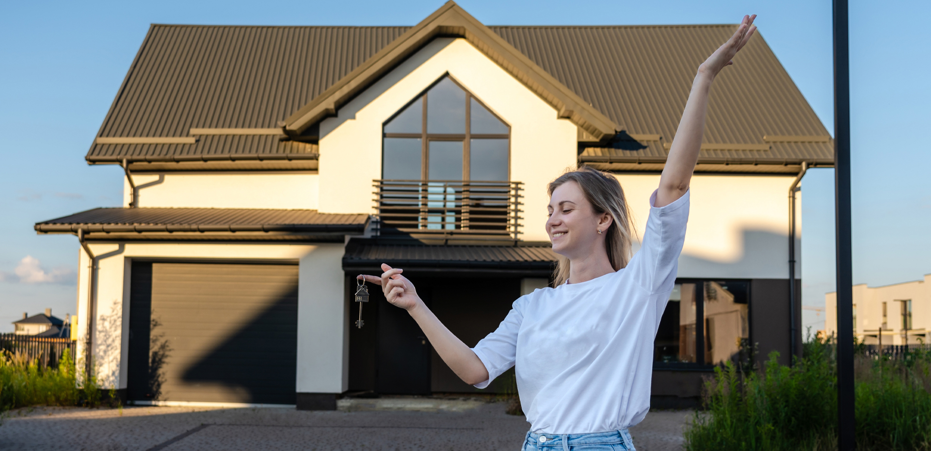 Happy girl in a new house