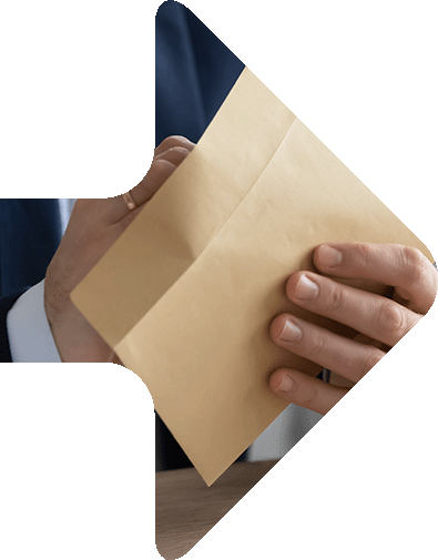 Image showing a close up of a man opening an envelope