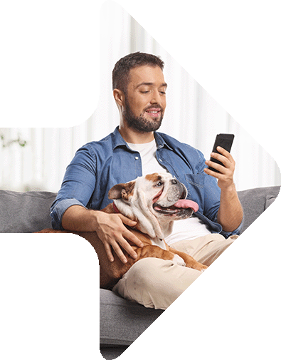 Image showing a man sitting using his phone