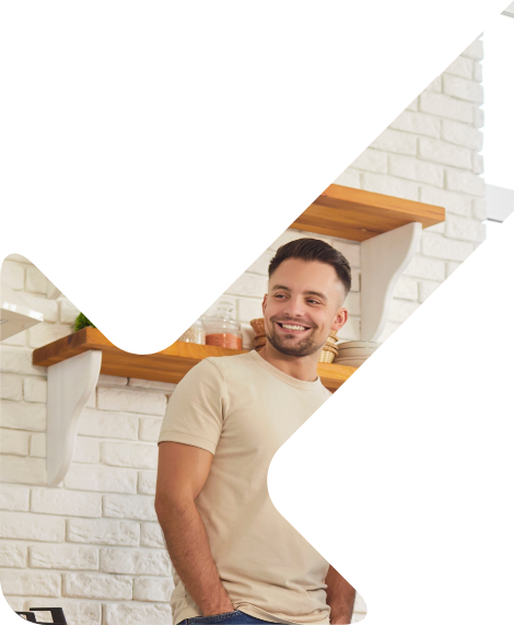 Image showing a man smiling in his kitchen
