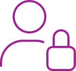 Icon showing a person with a padlock