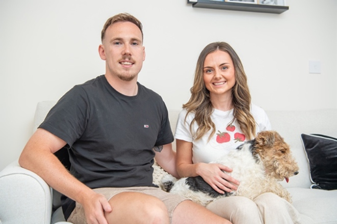 Photo of Emily and Joseph with their dog